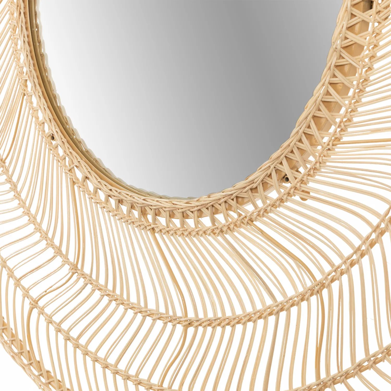 Round Rattan Wall Mirror - Image 3
