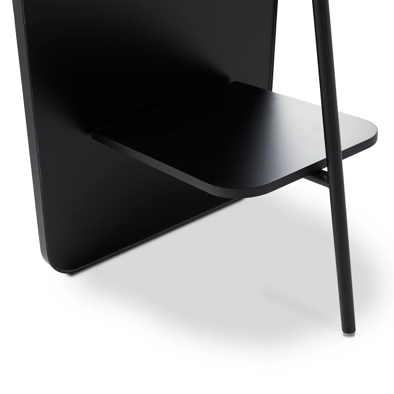 Black Metal Floor Mirror with Storage Shelf - Image 6